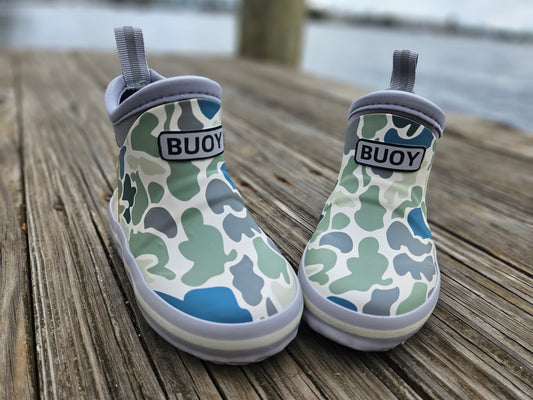 Kids White Duck Camo Buoy Boots